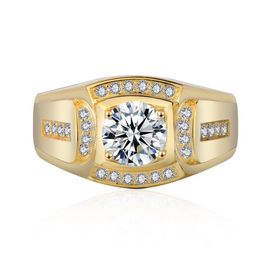 Explosive Accessories Ring Domineering Business Men Imitation Gold Ring 18k White Gold Plated Diamond Ring Supply302l