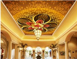 Wallpapers Ceiling Murals Wallpaper 3d Flower Living Room Ceilings Papel Parede Mural