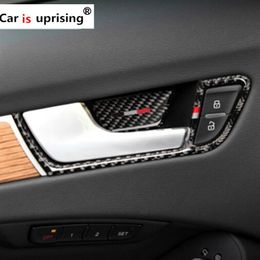 Carbon Fiber Car Interior Door Handle Cover Trim Door Bowl Stickers decoration for Audi A4 2009-2016 Car accessories Styling2703