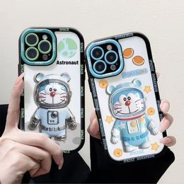 Designer Stereoscopic Robotic Cat appearance level iPhone 15 14 13 12 11 Pro max 14plus 7 8 plus X XR XS xsmax hardshell leather case