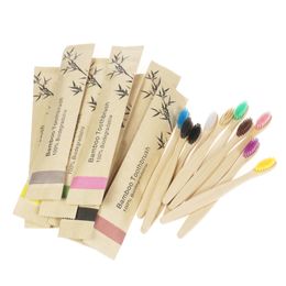 Toothbrush 20Pcs Children's Colourful Natural Bamboo Tooth Brush Set Soft Bristle Charcoal Teeth Eco Toothbrushes Dental O 230915