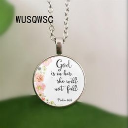 Psalms 46 5 Bible verses God is within her She will not fall Nursery verse necklace Fashion Jewellery Religion Christian pendant261E