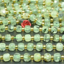 Loose Gemstones Natural Green Prehnite Faceted Cube Beads Wholesale Jewellery Making Stuff Semi Precious Stone