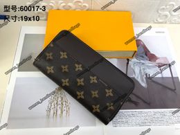 New Luxury designer PU Leather women man wallet Genuine Leather wallet single zipper wallets lady ladies long classical purse flower with box M60017 free shipping