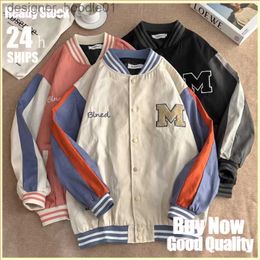 Women's Jackets Trendy Embroidered Baseball Uniform Jacket Men's Vintage Panels Casual Loose Jacket L230916