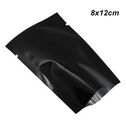 8x12 cm Black 200 Pcs Aluminium Foil Open Top Heat Seal Vacuum Pouch Vacuum Sealable Coffee Tea Food Storage Bag Mylar Foil Baggie 252x