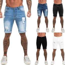 Mens Shorts Fitness Denim Shorts Black High Waist Ripped Summer Jeans Shorts For Men Brand Plus Size Casual Streetwear dk03 LJ2009171Z