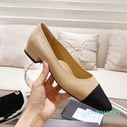 Luxury Ladies Heels Dress Shoes Fashion Leather dress Shoes with leather high quality leather shoes Sexy chunky heels Party