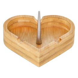 Natural Bamboo Wood Smoking Ashtrays Portable Love Style Innovative Herb Tobacco Cigarette Cigar Holder Desktop Support Stand Ash Soot Container Bong Bowl Ashtray