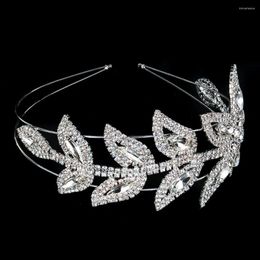 Hair Clips Fashion Petal Fairy Crowns Full Crystal Tiara Ladies Elegant Headwear Bridal Wedding Headband