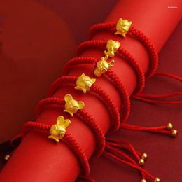 Strand Carton Chinese Zodiac Red Rope Bracelet Handmade Drawable Adjustable Fashion Jewellery Women Men Lucky Gift