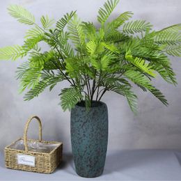 Decorative Flowers 39in Artificial Mimosa Tree Branch Fake Plants Tropical Palm Grass Plastic Leaves For Home Shop Wedding Party Decor