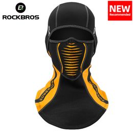 Cycling Caps Masks Rockbros official Winter Thermal Fleece Ski Mask Full Face Cover Snowboard Hood Scarfs Sport Windproof Headgear Balaclava 230915