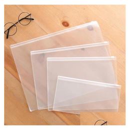 Filing Supplies Wholesale Waterproof Plastic Zipper Paper File Folder Book Pencil Pen Case Bag Files Document For Office Student A4 A5 Dhqit