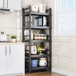 5-5 floors Kitchen shelving Floor-to-ceiling Multilayer fenced microwave oven storage rack Household pot and dish storage rack