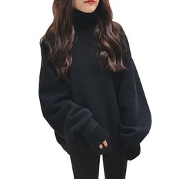Women's Sweaters Korean Style Oversized Hoodies Female False Two Pieces Winter Turtleneck Sweater Women'S Sweatshirt Loose Thick Fleece Pullovers 230915