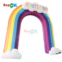 -Inflatable Rainbow With Clouds Inflatable Arcade Entry Gate Advertising Events Wedding Party 7.36m