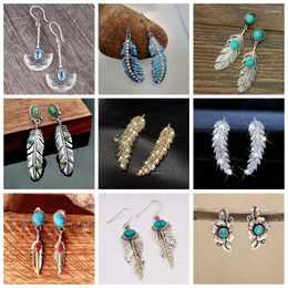 Dangle Earrings Handmade Tribal Jewellery Vintage Water Drop For Women Feather Shape Party Gift