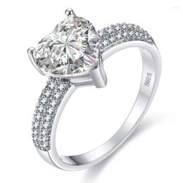 Cluster Rings Love Romance 925 Sterling Silver Ring Ladies Jewellery Wedding Heart-shaped Zircon Bride