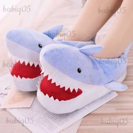 Slippers Cute Shark Shape House Women Cotton Slippers Autumn Winter Warm Indoor Floor Girls Shoes Cartoon Ladies Fluffy Slides Onesize babiq05