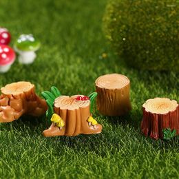 Garden Decorations 1pc Mini Tree Stump Craft Figurine Cute Miniature DIY Ornaments Home Decoration Accessories