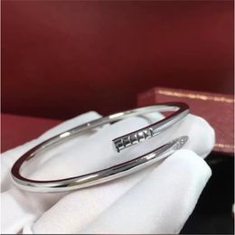 Fashion Gold Silver Black Titanium Steel Nail Bracelet Bangle Inlay Diamond Screw Cuff Bracelets Women Men Love Jewellery Gift 16 192895