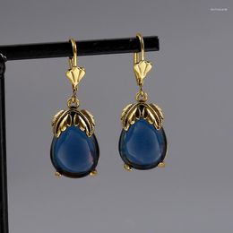 Dangle Earrings Bohemian Green & Blue Stone For Women Vintage Jewellery Elegant Teardrop