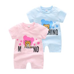 Rompers Summer New Born Baby Boy Romper Short Sleeves Cotton Patchwork Crawling Newborns Baby Girl Clothes 3 6 9 12 Months A01