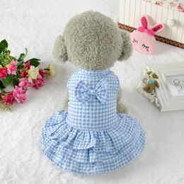 Dog Apparel Pet Fashion Plaid Polyester Short Skirt Pink Blue Cool Summer Beautiful Dresses DC780