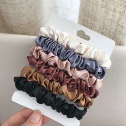 6 Pcs/Set Woman Fashion Scrunchies Silk Hair Ties Girls Ponytail Holders Rubber Band Hair Ring Elastic Hairband Hair Accessories