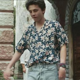 Summer Season Men's Short-sleeved Floral Shirt Call Me By Your Name Movie Timothy Same Loose Printed Casual Shirts297S
