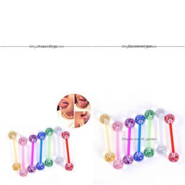 Tongue Rings 30Pcs Mix Colour For Men Women Punk Uv Nipple Barbell Bar Fashion Body Piercing Jewellery Drop Delivery Dhgarden Dh6Xl