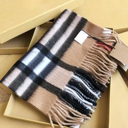 Classic Stripe Designer Scarf Womens 100% Cashmere Tassel Scarfs Men Unisex Winter Scarves Plaid All Colours Keep Warm Shawl Christmas Gift 30*180cm