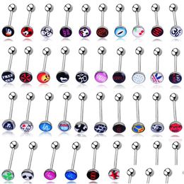 Tongue Rings Whole 30Pcs Fashion Stainless Steel Jamaica Maple Leaf Ring Body Piercing Jewelry Drop Delivery Dhgarden Dhpui