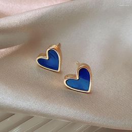 Stud Earrings FEEHOW Blue Love Heart For Women Sweet Romantic Metal Earring Daily Life Party Accessories