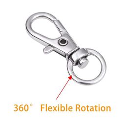 120pcs Swivel Lanyard Snap Hook Metal Lobster Clasp with Key Rings DIY Keyring Jewellery Keychain Key Chain Accessories Silver Color228Z