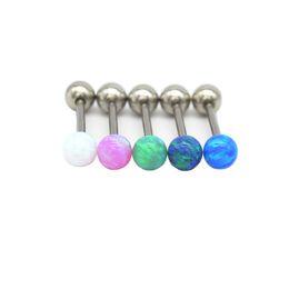 Tongue Rings 6Mm Opal Bar Surgical Steel Straight Barbell 16Mm High Qualty Round Ball Bling Drop Delivery Jewellery Body Dhgarden Dhnd8