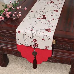 Elegant Luxury Thicken Chinese Silk Fabric Table Runner High End Christmas Dinner Party Decoration Damask Table Cloth Rectangle 30267K