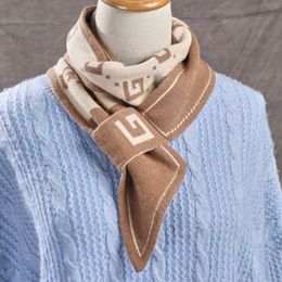 scarf Korean Knitted Woollen Cross Small Scarf for Women in Autumn Winter Warm and Protection Versatile Neck Cover