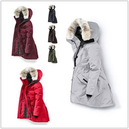 Canada Women Rossclair Parka High Quality Long Hooded Wolf Fur Fashion Warm Down Jacket Outdoor warm coat DH254U