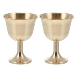 Wine Glasses 2Pcs Brass Chalice Cup Goblet Drinking Beverage Tumbler Cups Lamp Holder Metal Liquor For Party Home Drop Delivery Gard Dhp2A
