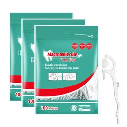 Other Oral Hygiene 300PCS Dental Floss Picks Disposable Plastic Toothpick with Thread Drop Flosser Sticks Self Sealing Bag Portable 230915