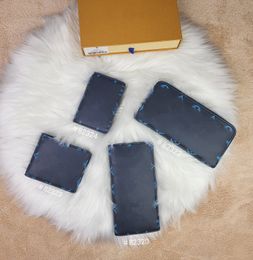 Luxury Brand Unisex Short Wallets Embossed Blue ZIPPY Wallet Sketch Letter Mens Multiple Wallets Card Bag Suit Clip Long Wallets Designer Women Zipper Clutch Bags