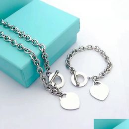 Collane a ciondolo Vendi regalo di compleanno di compleanno 925 Sier Love Collana set di braccialetti Bracciale Set di bracciale per il cuore 2 in Dhyiv