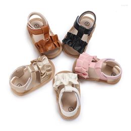 Sandals FOCUSNORM 0-18M Born Baby Girl Shoes 5 Colors Solid PU Leather Non-slip Pleated Summer Daily Flats