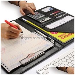Filing Supplies A4 Pu Leather File Folder With Calcator Mtifunction Office Organiser Manager Writing Pads Legal Paper Contract Drop De Dhmpw