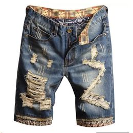 New Fashion Summer Denim Shorts Male Jeans Men Jean Shorts Bermuda Skate board Harem Mens Jogger Ankle Ripped Wave239k