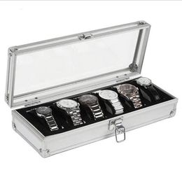 OUTAD Fashion 6 Grid Slots Watches Display Storage Square Box Case Aluminium Watches Boxes Jewellery Decoration Case Gift303k