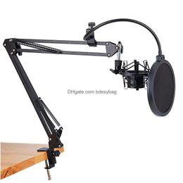 Clamp Nb-35 Microphone Scissor Arm Stand And Table Mounting Nw Philtre Windsn Shield Metal Mount Kit Drop Delivery Office School Busine Dhxtv