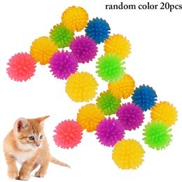 20Pcs lot Colourful Pet Cat Toys Rubber Mini kitten Chasing Ball Toys Interactive Kitten Squeezes Ball Chewing Toy Pet Supplies230C